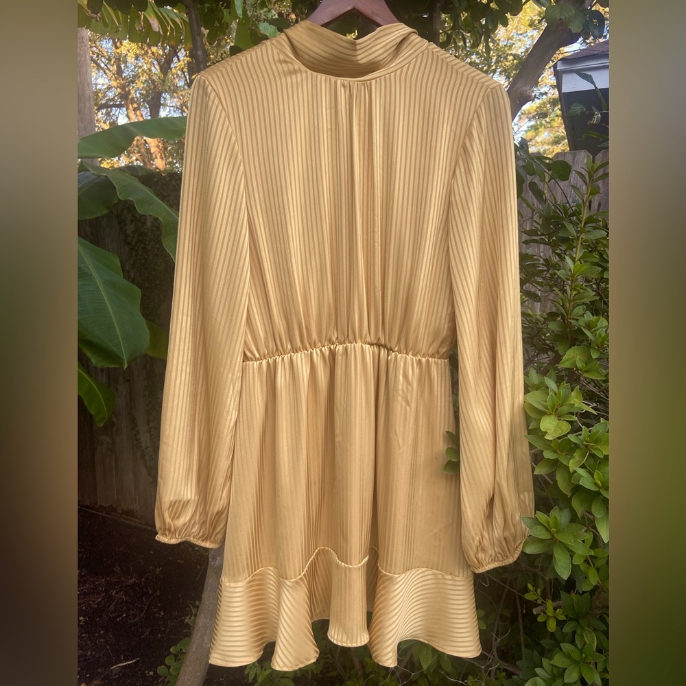 Peach Love NWT Sunflower Yellow Long Sleeve Back Tie Dress Size M